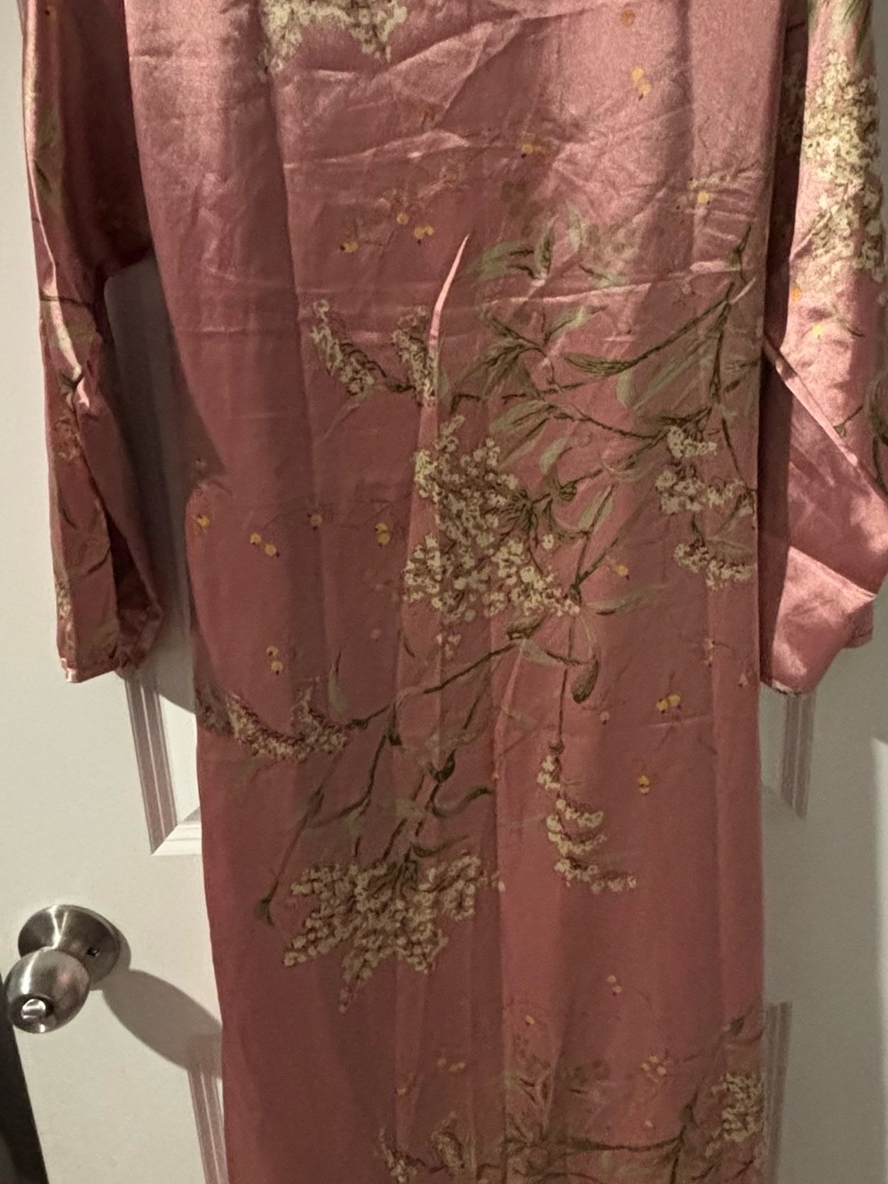 Dusty Rose Floral Satin Maxi Dress